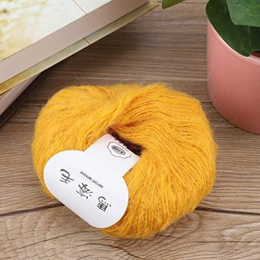 Imagem de GLOGLOW Fio de lã para tricô Mohair, 100% Mohair, Rosa, Textura Leve, Calor Tricotado à Mão, para Xales e Cachecóis DIY, 28g de Necessidades Diárias (23 açafrão)