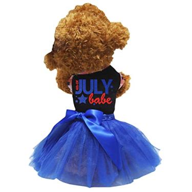 Imagem de Petitebella Vestido para cachorro bebê de 4 de julho (preto/azul, grande)