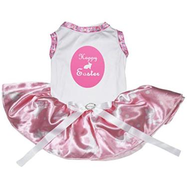 Imagem de Petitebella Vestido para cachorro Happy Easter Bunny Egg (branco/rosa coelho, GG)