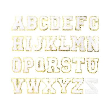 Imagem de Patches De Bordado Coloridos Com Letras Do Alfabeto 26 Peças Para Bols