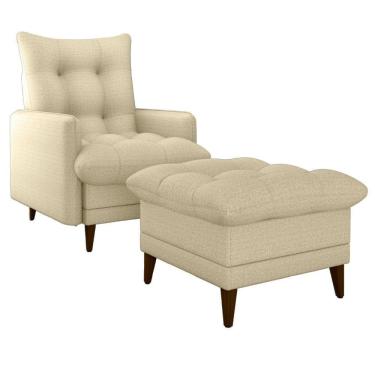 Imagem de Poltrona E Puff Montreal Linho Vancouver Milani Store Palha