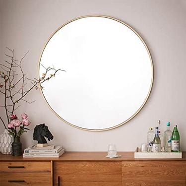 Imagem de TRGCJGH Espelho de parede de banheiro, formato redondo, espelho de parede, espelho de corredor, espelho de banheiro, espelho de sala de estar, espelho de lareira, espelho de maquiagem criativo