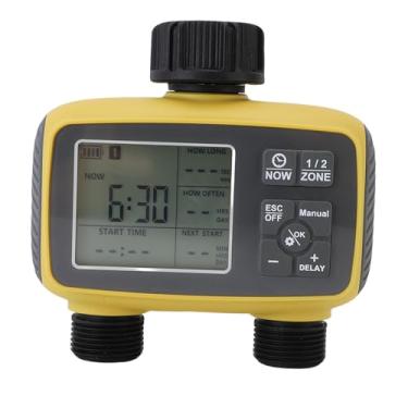 Imagem de Asixxsix Sprinkler temporizador, Controlador de irrigação automático programável de saída 2 com atraso de chuva e prova de água IPX5, Temporizador de mangueira digital para Jardim gramado