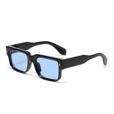 Imagem de Óculos de Sol UV400 - Leopardo com Rebites e Lentes Degradê Transparentes para Homens e Mulheres, Ideais para Esportes ao Ar Livre, Corrida e Ciclismo, Preto e Azul