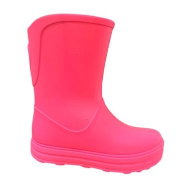 Imagem de Galocha Infantil Plugt Básica Lisa Reciclável Confortável Linha Macia Antiderrapante Bota Para Chuva (Rosa Fluor, BR, Criança de 4 a 8 anos, Faixa Numérico, 25, 26)