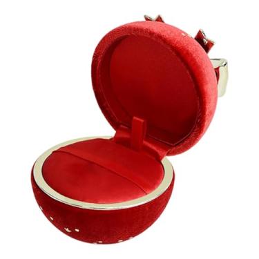 Imagem de simhoa Caixa de joias de cetim, caixa de presente, pequeno estojo de luxo para guardar joias, ideal para o Dia dos Namorados, aniversário, casamento e, Vermelho para Pingente