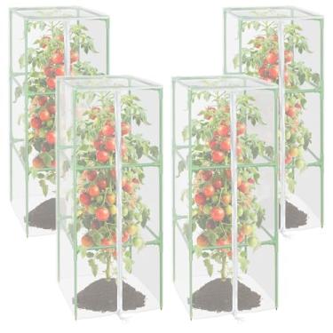 Imagem de ZeeDix Rede de pássaros para gaiola de tomate de jardim, pacote com 4 gaiolas de malha de jardim, árvore frutífera, arbusto, mirtilo, trepadeira, rede de cobertura, rede de jardim, persiana de caça