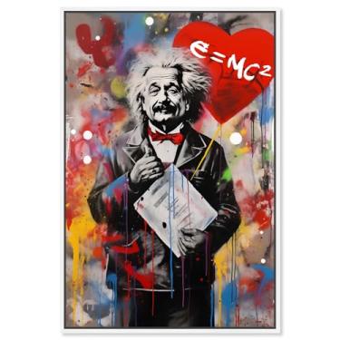 Imagem de Art Remedy Arte pop de graffiti em tela Genius Love, moldura branca, 25,4 cm x 38,1 cm
