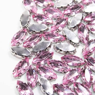 Imagem de Chaton Engrampado Navete 7x15mm - Rosa Claro50peças17g - La Mode Arte 