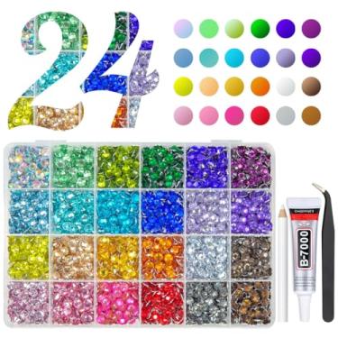 Imagem de qiipii 24 cores 6 mm cristal resina strass w B7000 joias cola para artesanato deslumbrante SS30 colorido arco-íris grandes pedras planas pedras preciosas diamantes cristais para copos artesanato unhas