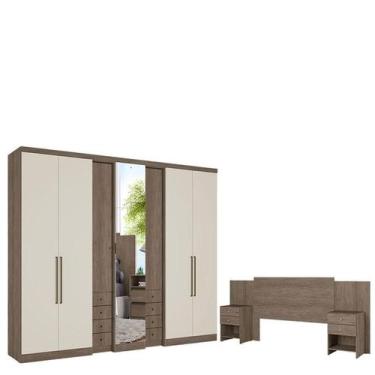 Imagem de Guarda Roupa Casal Absolut Clear Glass 7 Portas Rustic Off White e Cab