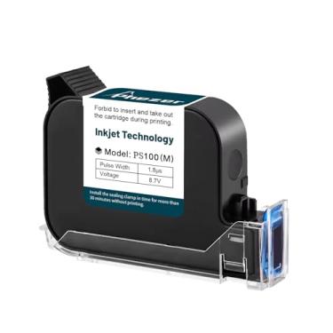Imagem de Phezer Cartucho de tinta solvente preto de secagem rápida original de 42 ml para máquina de codificação automática de jato de tinta PW1 de 12,7 mm (preto, criptografado)