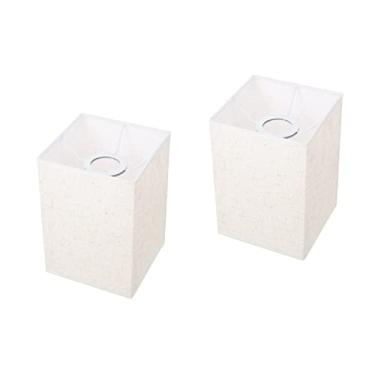 Imagem de Abajur quadrado pano abajur capa de linho natural suporte da lâmpada abajur substituição para lâmpada mesa e luz chão (Color : Beige 2pcs)