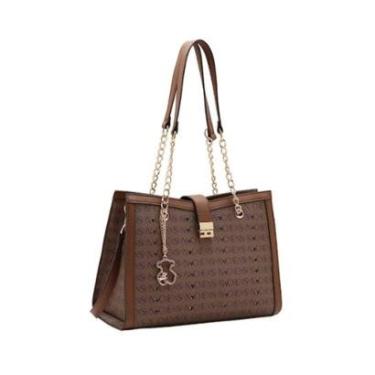 Imagem de Bolsa Feminina Chenson Cristal Monograma 85400 Marrom-Feminino