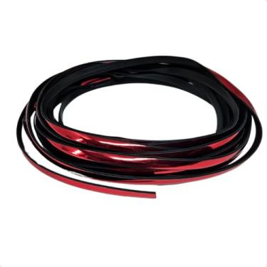 Imagem de Friso de Borracha Protetora para Porta de Carro Rolo 5m Aplicação Universal Anti Impacto Arranhões com Fita Dupla Face (Vermelho)