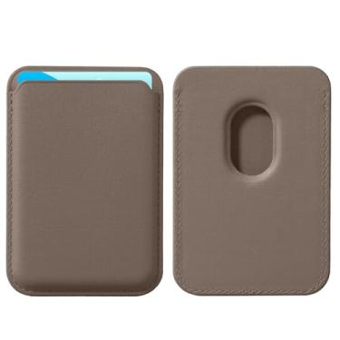 Imagem de BENTOBEN Capa carteira magnética para cartão compatível com MagSafe, carteira de tecido para iPhone 15 14 13 12 Pro/Pro Max/Plus/Mini Mag, marrom claro