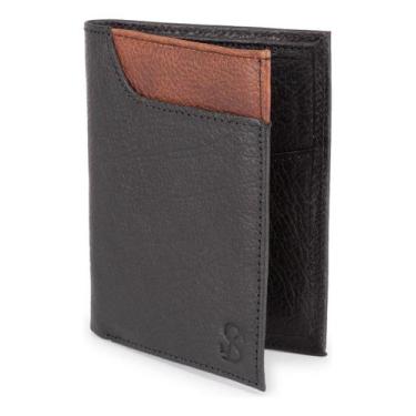 Imagem de Carteira Masculina Slim Porta Cartão Couro Legítimo Rustica - Ello Gri