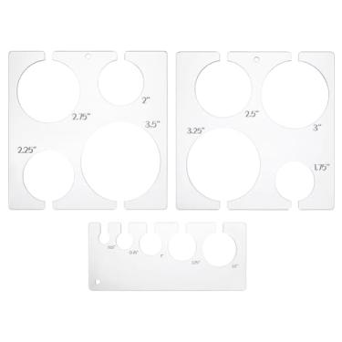 Imagem de INFUNLY 3 peças de modelos de acrílico para círculos de 17 x 17 cm, modelo redondo vazado para tinta, 0,5 ~ 8,9 cm de diâmetro, círculos, estêncil, modelos ovais de medição para artesanato de 6 mm de