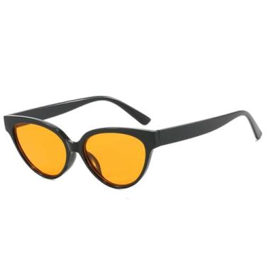 Imagem de Óculos de Sol Olho de Gato Degradê Feminino Armação Pequena Masculino UV400 para Esportes ao Ar Livre, Corrida e Ciclismo, Preto e Amarelo