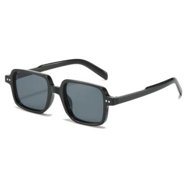 Imagem de HCHES Óculos de Sol Femininos de Luxo com Lentes Degradê em Tartaruga e Rebites Retrô Masculinos com Proteção UV400 (Preto)