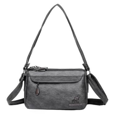 Imagem de CHENXIAOHONG Bolsa feminina PU elegante de ombro e transversal para uso diário – Moda casual e versátil para mulheres(Cinza)