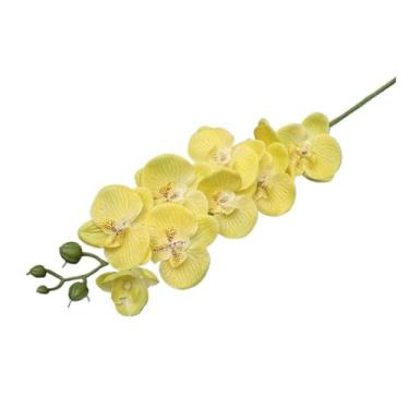 Imagem de 69 cm Phalaenopsis artificial ramos de flores de toque real orquídea falsa para arranjo floral, festa de casamento, decoração de casa (amarelo)