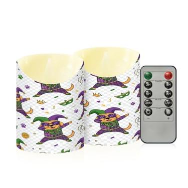 Imagem de Wassud Pacote com 2 velas sem chama para cães carnaval com controle remoto, velas realistas cintilantes com temporizador, velas decorativas para Natal, casamento, festa, decoração de casa pequena