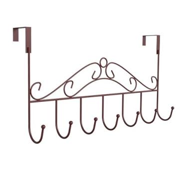Imagem de Bothyi Gancho de Porta Elegante com 7 Ganchos Resistentes para Pendurar Casacos, Toalhas e Chapéus no Banheiro, Marrom