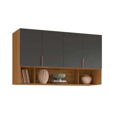 Imagem de Guarda-Roupa Modulado Aéreo Altezza Clean 4 Portas Freijó e Titânio 150 cm
