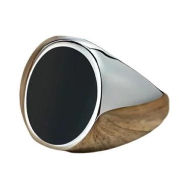 Imagem de Anel de Sinete Masculino Quadrado Preto 12,5mm - Aço Inoxidável Gótico