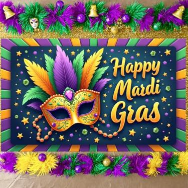 Imagem de Banner de decorações de festa de carnaval feliz carnaval cenário de baile de máscaras festa foto cabine fotografia carnaval celebração fundo para baile de máscaras suprimentos de festa