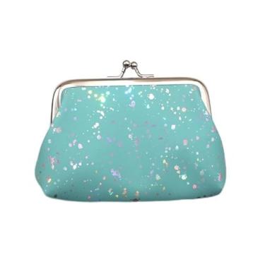 Imagem de Bolsa feminina com fecho de moedas, padrão estrela, pequena carteira, porta-cartões, mini Kiss Lock, Verde