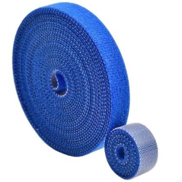 Imagem de Rolo de 5 metros x 15mm Abraçadeira fita Organizador Cabos Fios Dupla Face Enrolar (Azul,1 Rolo)