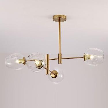 Imagem de Luminária pendente de vidro irregular com várias lâmpadas, luminária suspensa criativa para interiores, ideal para sala de estar, quarto, sala de jantar, lustre de teto para decoração de cas