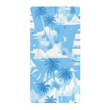 Imagem de Blueangle Lençol de berço padrão para berço infantil - Lençóis de algodão macio e respirável com palmeiras (15)