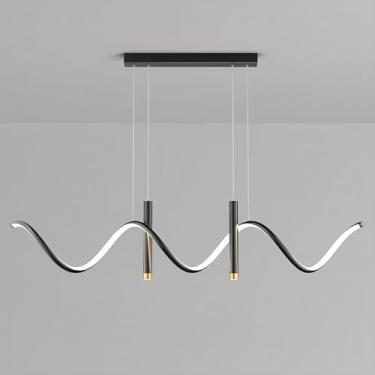Imagem de Lustre pendente LED dimerizável de 99 cm (39 pol.) com design nórdico, ideal para ambientes internos, salas de jantar, escritórios, cozinhas e ilhas. Altura ajustável.