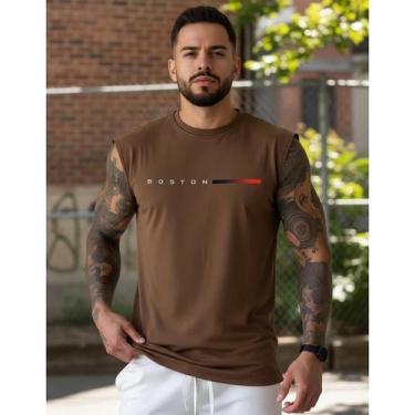 Imagem de DCamiseta Regata Boston Camisa Cavada Algodão Premium Moda Oversized A