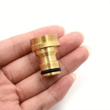 Imagem de 1 peça adaptador de mangueira de jardim de conexão rápida de latão à prova de vazamento acoplamento de liberação para torneira para mangueira irrigação ao ar livre lavagem de carro pátio, dourado