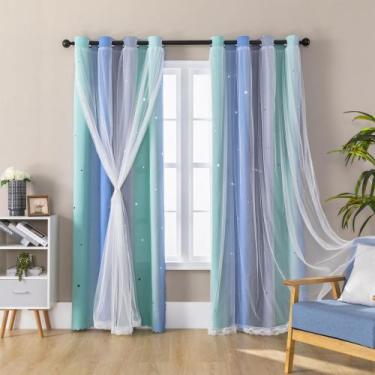 Imagem de Cortinas XiDi Starry, 244 cm de comprimento, 2 painéis Blackout