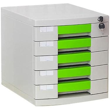 Imagem de Armários de arquivo para gavetas de armazenamento de escritório doméstico unidade de armazenamento de gaveta de 5 camadas de plástico armário de arquivo bloqueável escritório caixa de armazenamento A4
