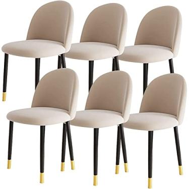 Imagem de Conjunto de 6 cadeiras de jantar de veludo para cozinha, sala de estar, cadeiras de jantar com design moderno com encosto ergonômico e pernas de aço carbono