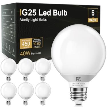 Imagem de TJOY Lâmpadas Globo LED G25, Lâmpada Vanity para Banheiro Equivalente a 40W, Base E26 Branca de Luz do Dia 5000K, Lâmpada Decorativa Redonda para Espelho de Maquiagem, CRI85+, 450LM, Não Regulável, UL