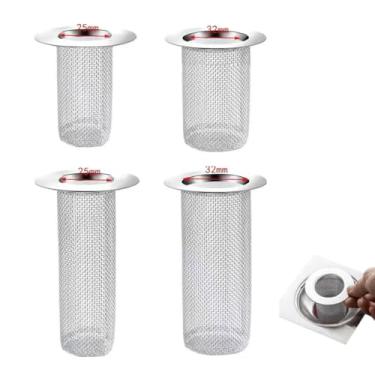 Imagem de Ralo de Chão Aço Inoxidável 304 Cesto Coletor Cabelo -Entupimento para Pia Banheiro e Cozinha Malha Fina Reutilizável com Drenagem Livre