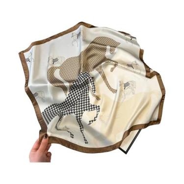 Imagem de Lenço Quadrado De Seda Luxuosa Para Mulheres, Estampado, Para Enrolar 