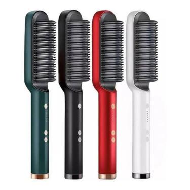 Imagem de Escova De Cabelo Alisadora Eltrica Pente Alisador Verde