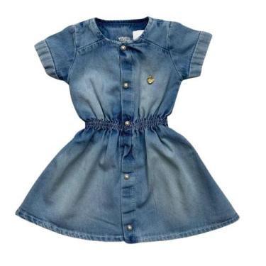 Imagem de Vestido menina jeans - PEQUENO CHARME MODA BEBÊ, Jeans esc, M - 4 a 7 