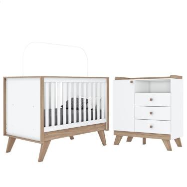 Imagem de Jogo De Quarto Infantil Confete Com Cômoda E Berço Branco-jequitibá - Móveis Henn Branc...