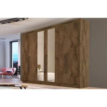 Imagem de Guarda Roupa Casal 6 Portas (2 C/ Espelho) E 4 Gavetas Oslo Braúna - Europa