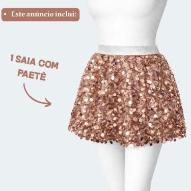 Imagem de Saia Curta De Paetê Brilhante Carnaval Com Cintura Elástica Desenho do