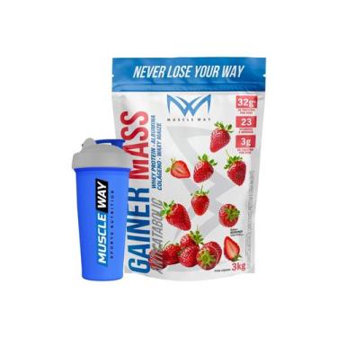 Imagem de Combo Hipercalórico + Coqueteleira- Muscle Way, Azul, Baunilha